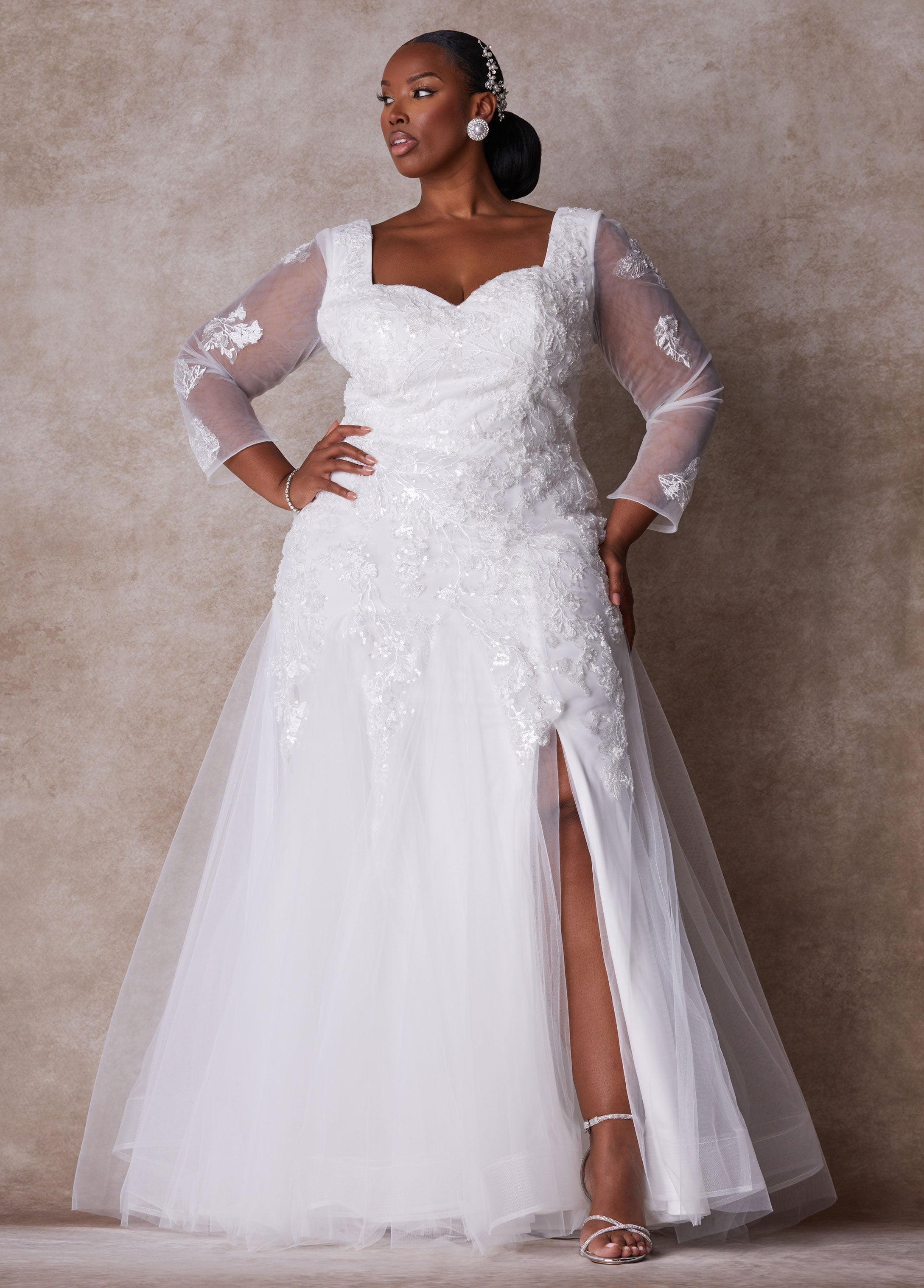 Plus Size Wedding Gown Plus Size Princess Gown Plus Size Bridal Fashion Egret | Ashley Stewart