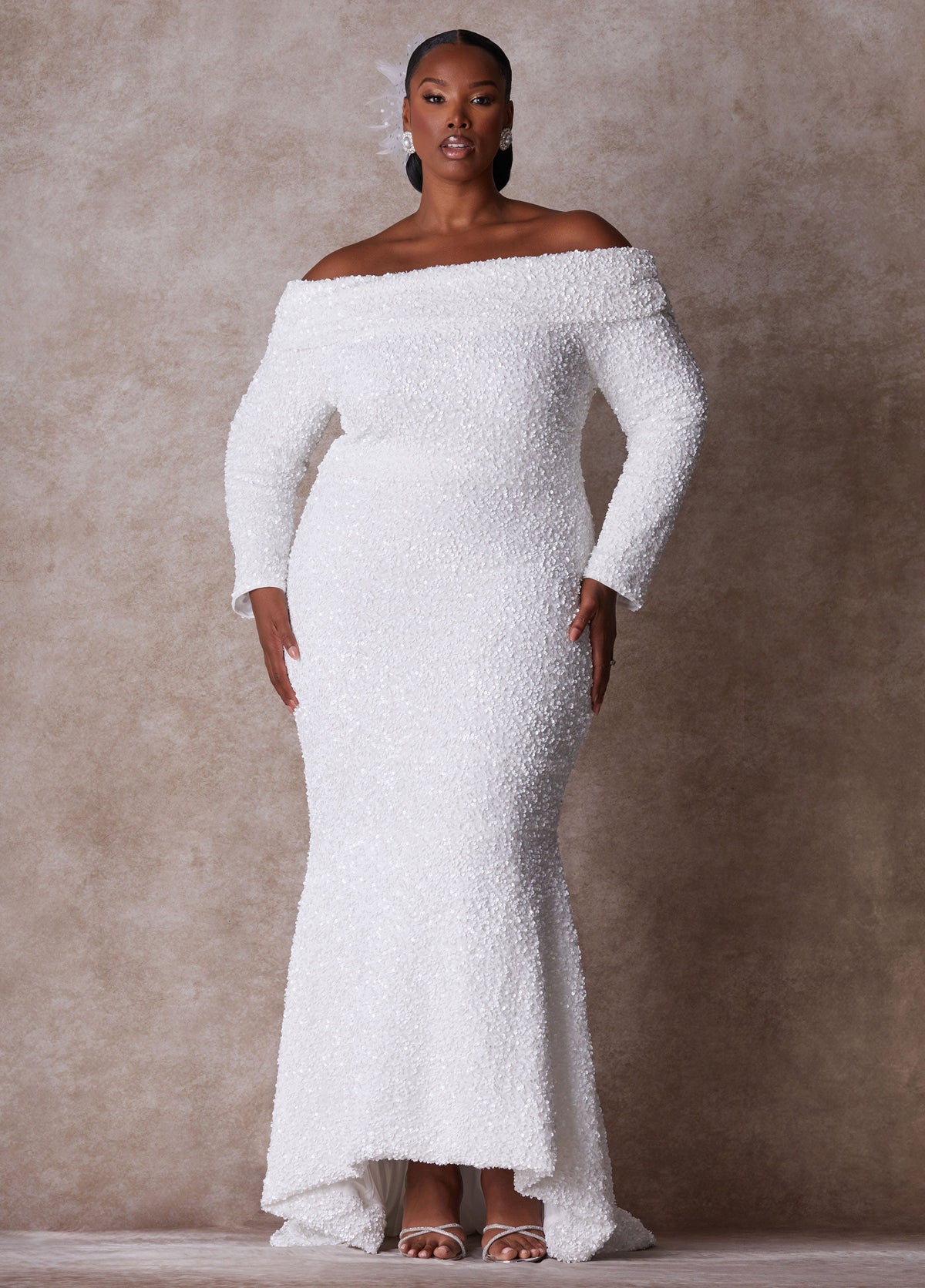 Plus Size Wedding Gown Plus Size Fitted Gown Plus Size Bridal Fashion White | Ashley Stewart