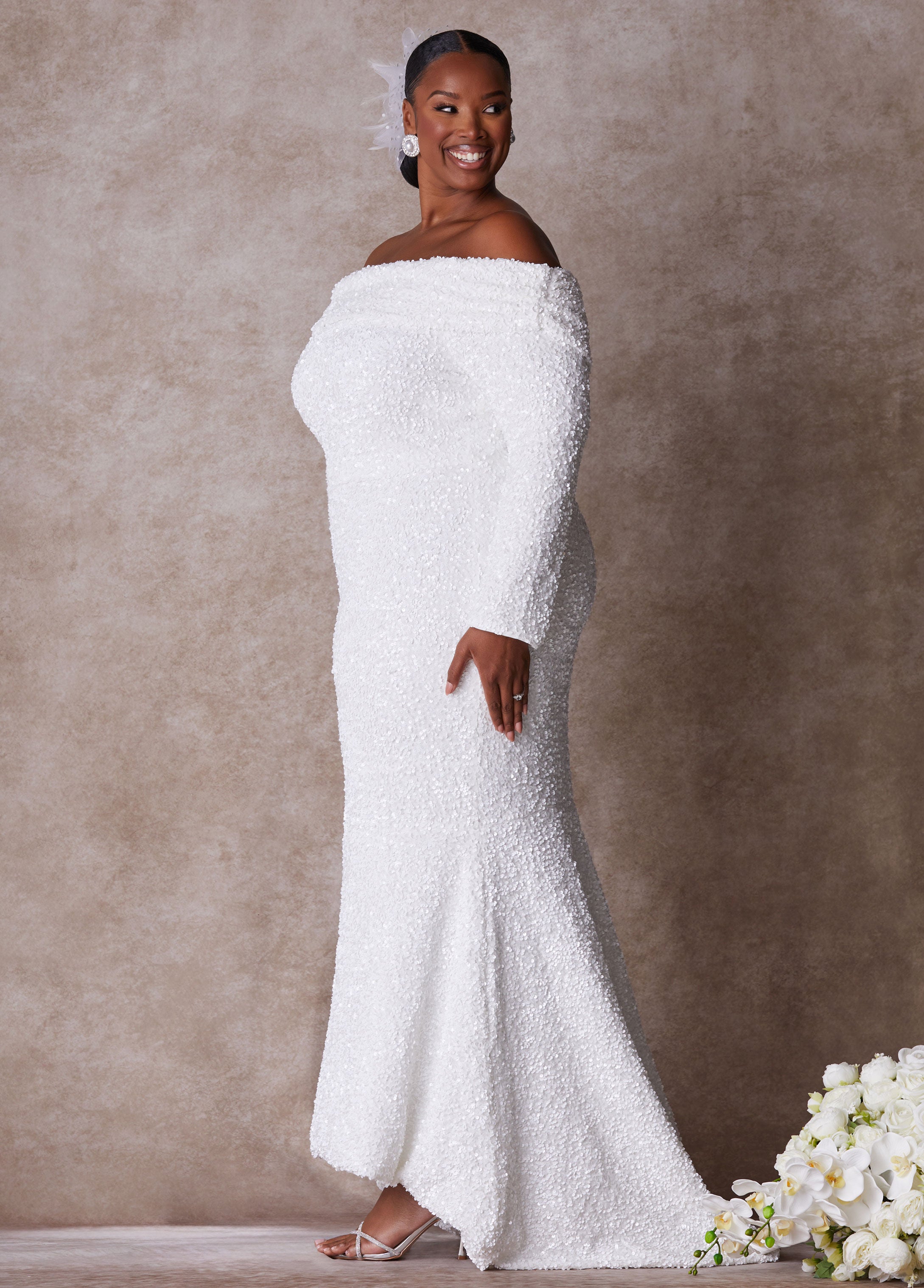 Plus Size Wedding Gown Plus Size Fitted Gown Plus Size Bridal Fashion White | Ashley Stewart