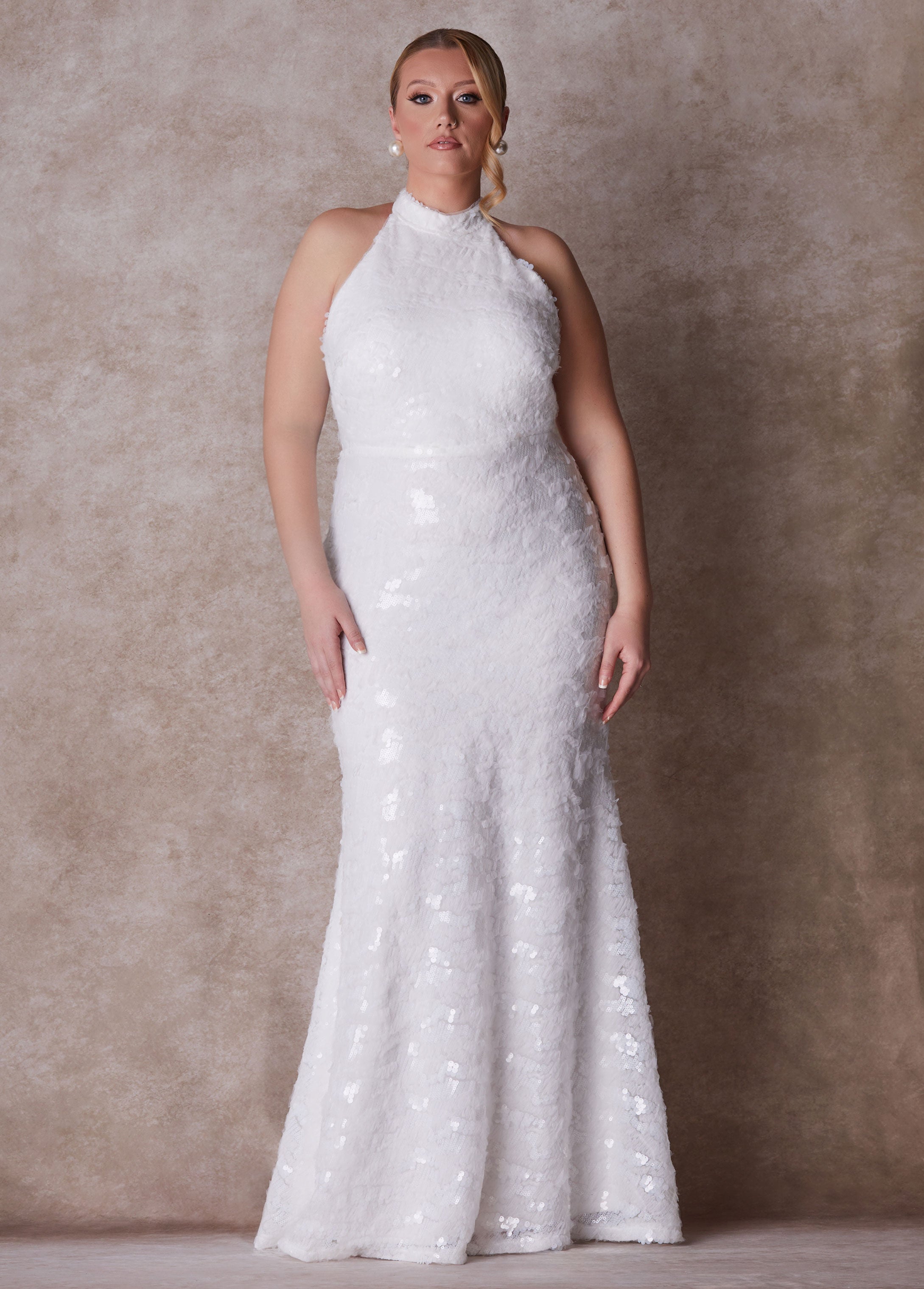 Plus Size Wedding Gown Form Fitting Gown Plus Size Bridal Fashion Egret | Ashley Stewart