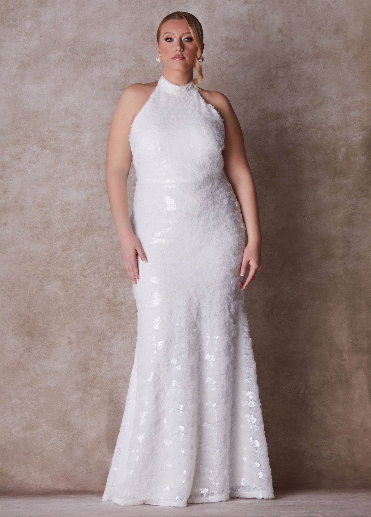 Plus Size Wedding Gown Form Fitting Gown Plus Size Bridal Fashion Egret | Ashley Stewart