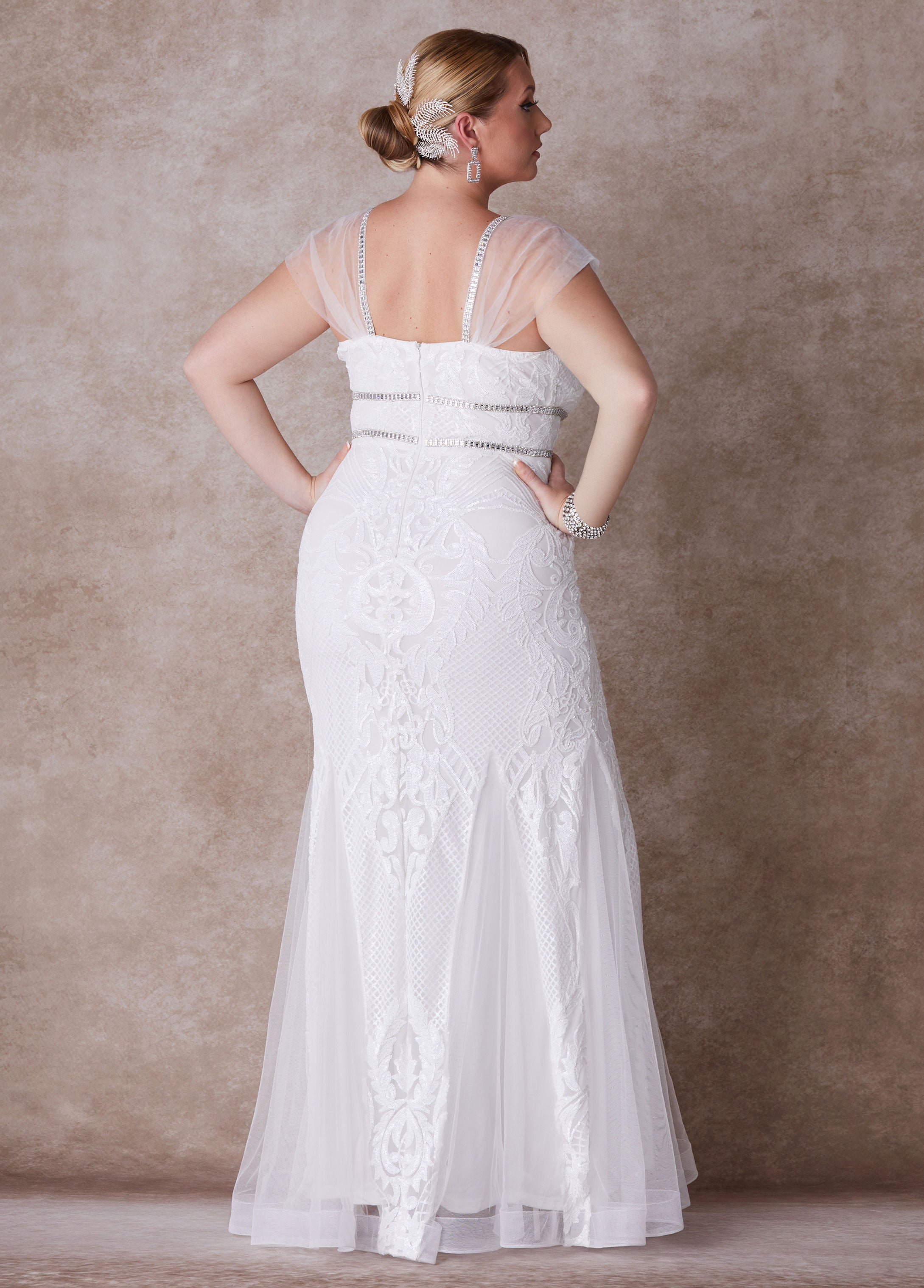 Plus Size Wedding Fitted Gown Bridal Gown Plus Size Bridal Fashion Egret | Ashley Stewart