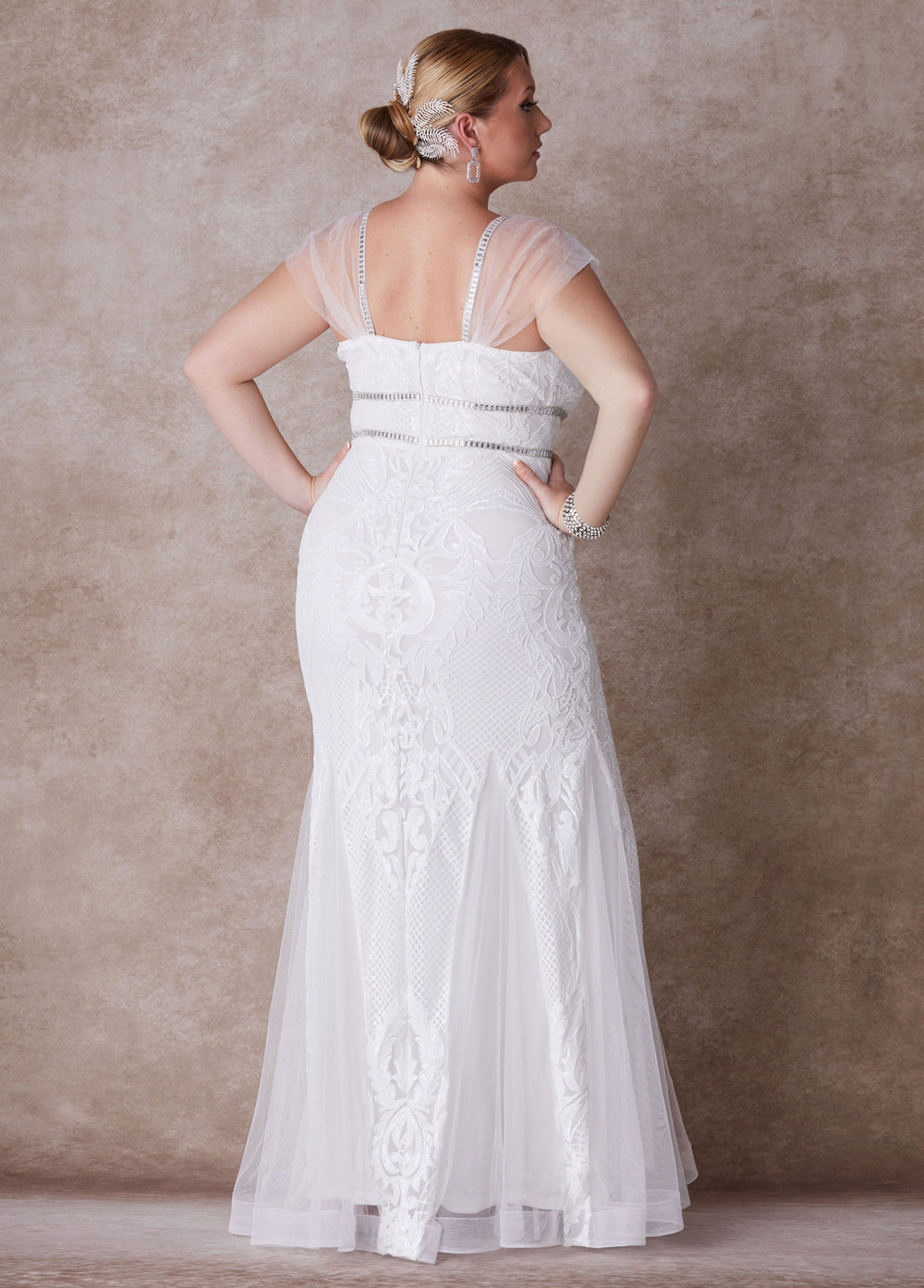 Plus Size Wedding Fitted Gown Bridal Gown Plus Size Bridal Fashion Egret | Ashley Stewart