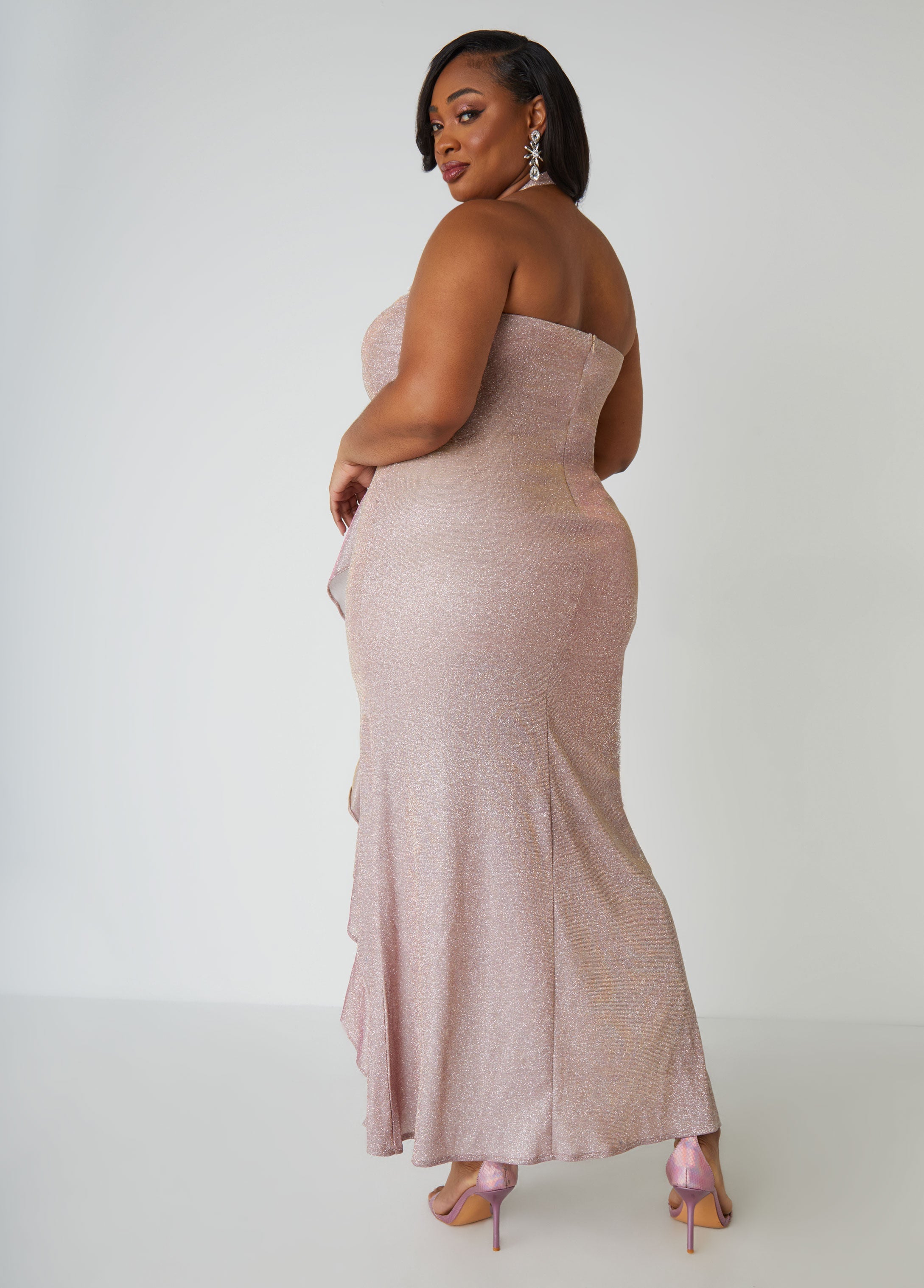 Plus Size Metallic Bridesmaid Gown Plus Size Bridal Fashion Champagne | Ashley Stewart