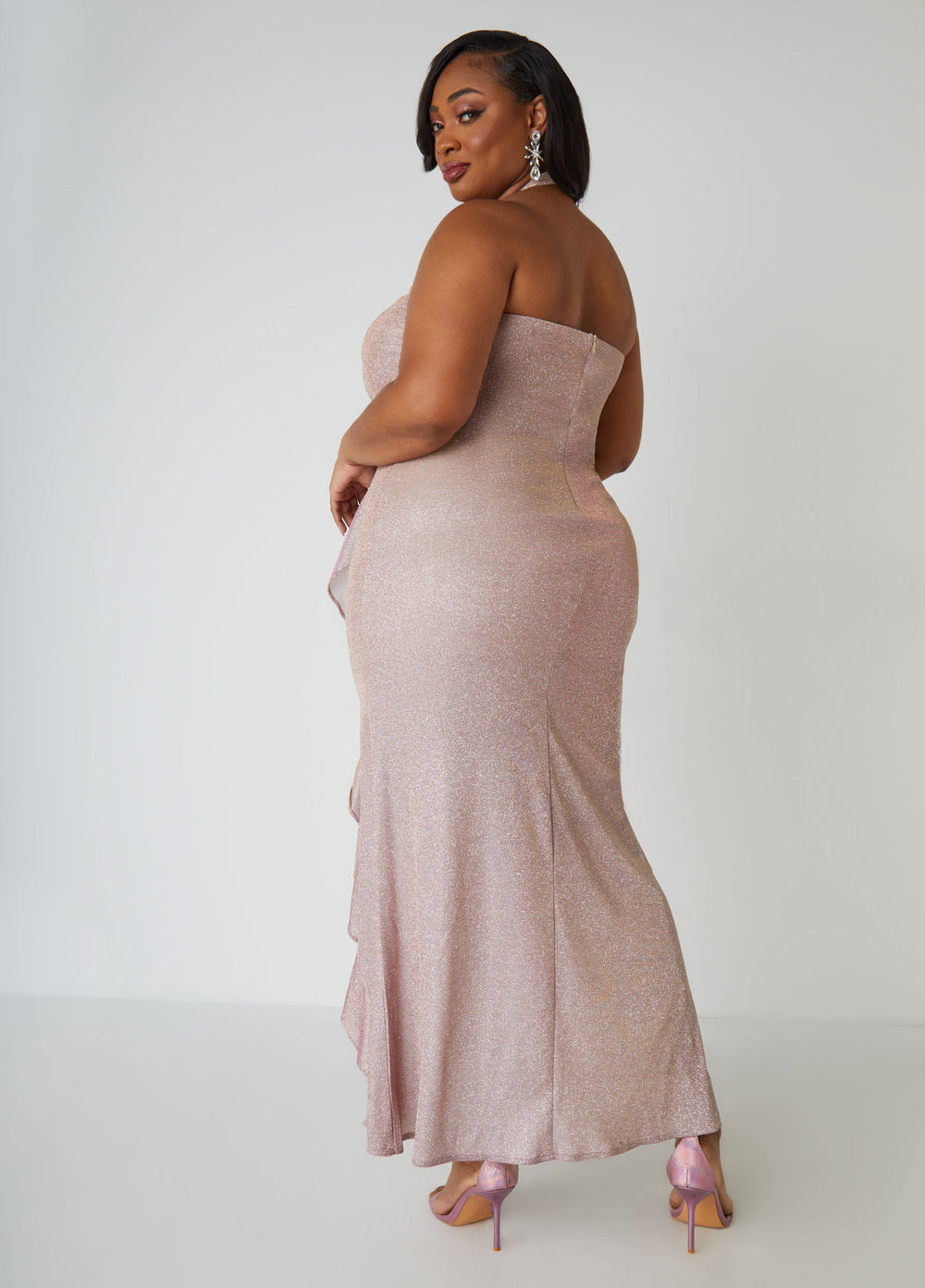 Plus Size Metallic Bridesmaid Gown Plus Size Bridal Fashion Champagne | Ashley Stewart