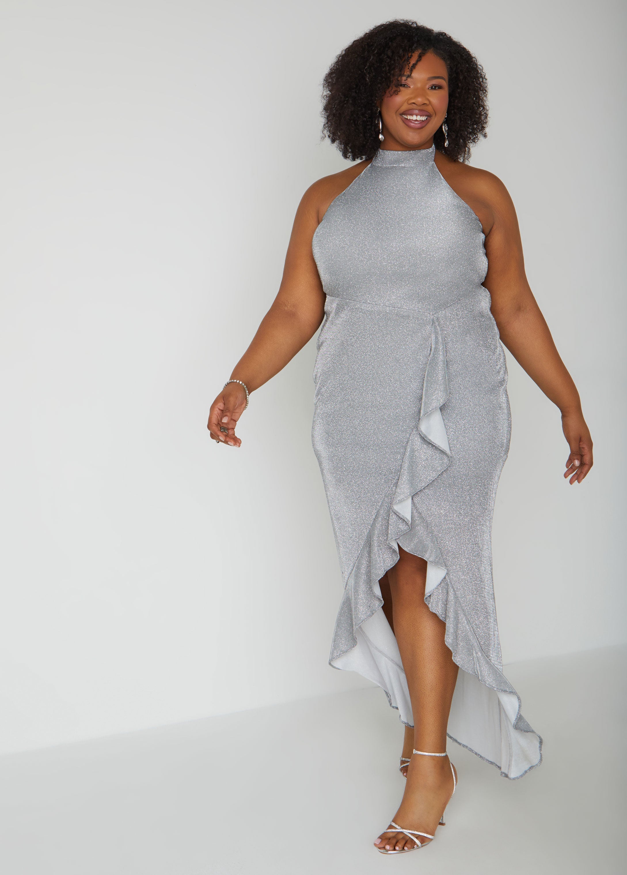 Plus Size Metallic Bridesmaid Gown Plus Size Bridal Fashion Champagne | Ashley Stewart