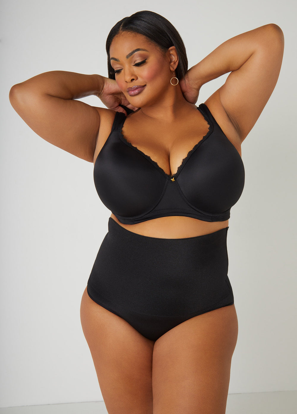 Lace Trim Full Coverage Butterfly Bra Black | Ashley Stewart