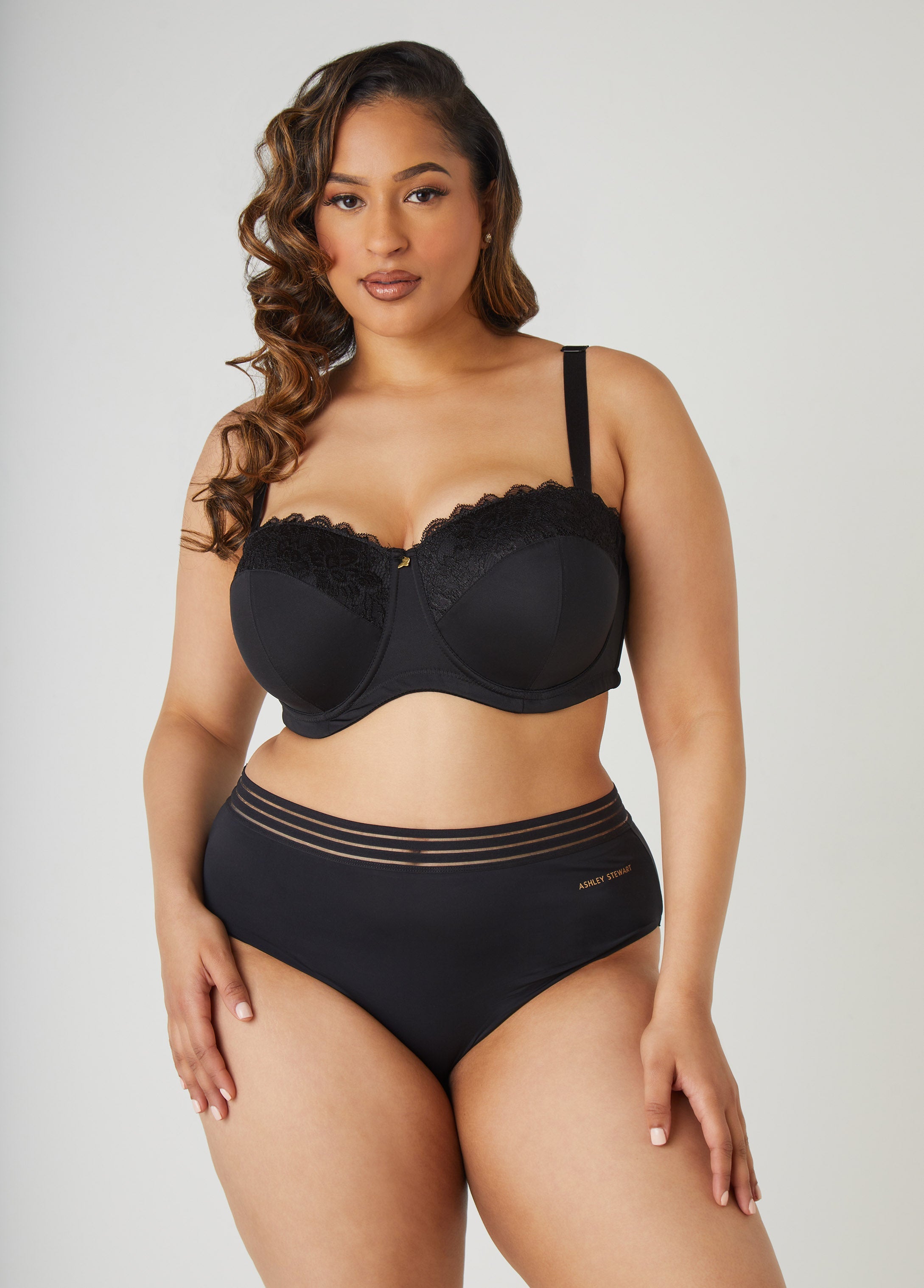 Six Way Convertible Lace Butterfly Bra Black | Ashley Stewart
