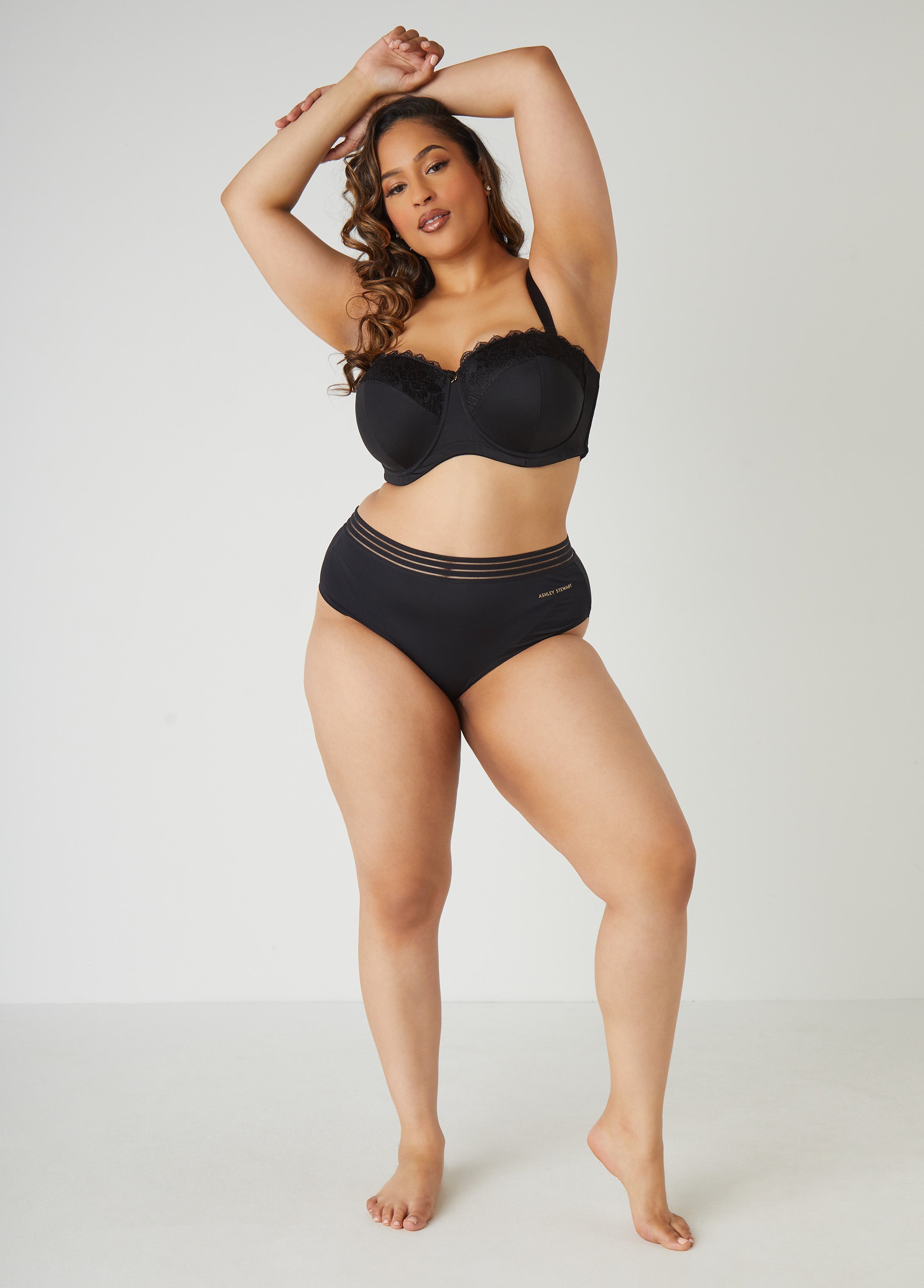 Six Way Convertible Lace Butterfly Bra Black | Ashley Stewart
