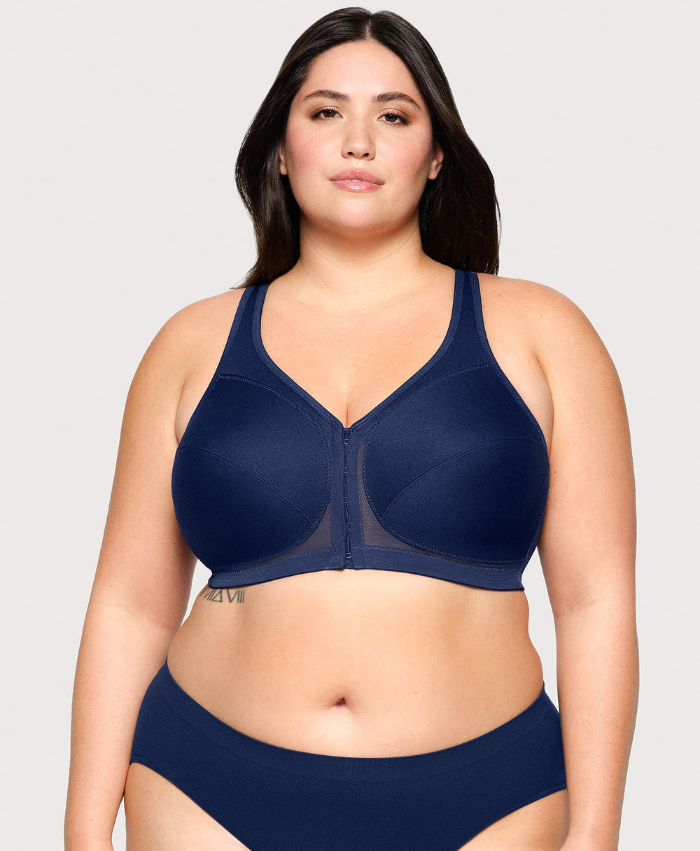 MagicLift Front-Closure Posture Back Bra Blue | Ashley Stewart