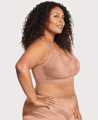 Bramour Lexington Lace Plunge Bralette Cappuccino | Ashley Stewart