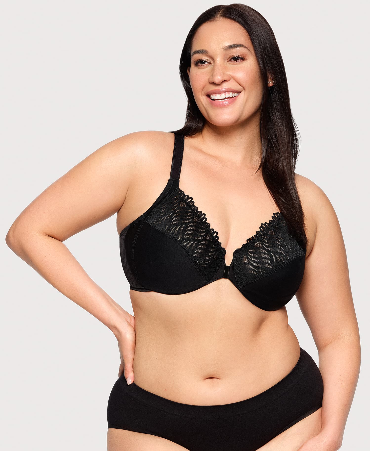 WonderWire® Front Hook T Back Bra Black | Ashley Stewart