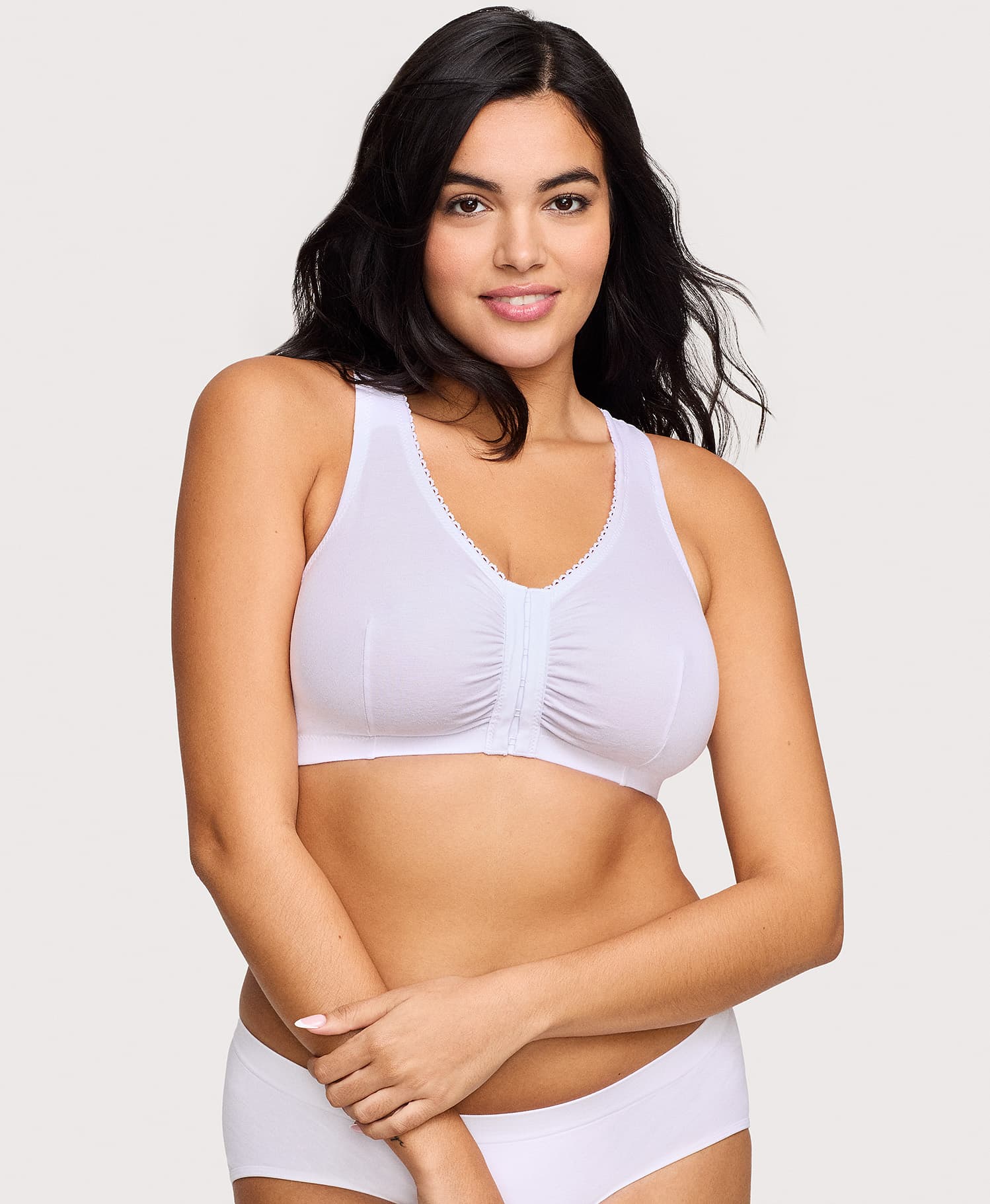 Lace Paneled T Back Comfort Bra White | Ashley Stewart