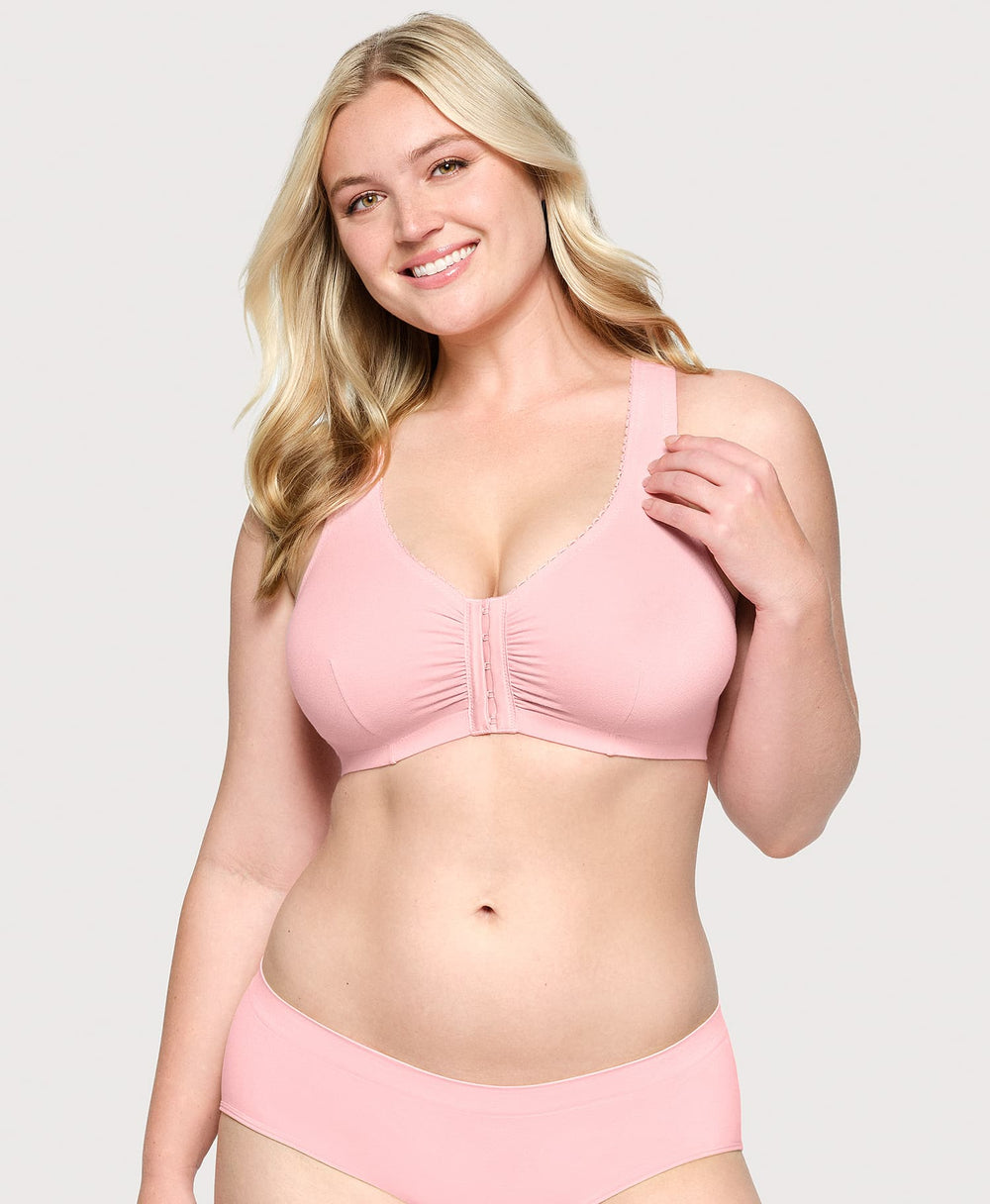 T Back Lace Panel Comfort Bra Pink Blush | Ashley Stewart