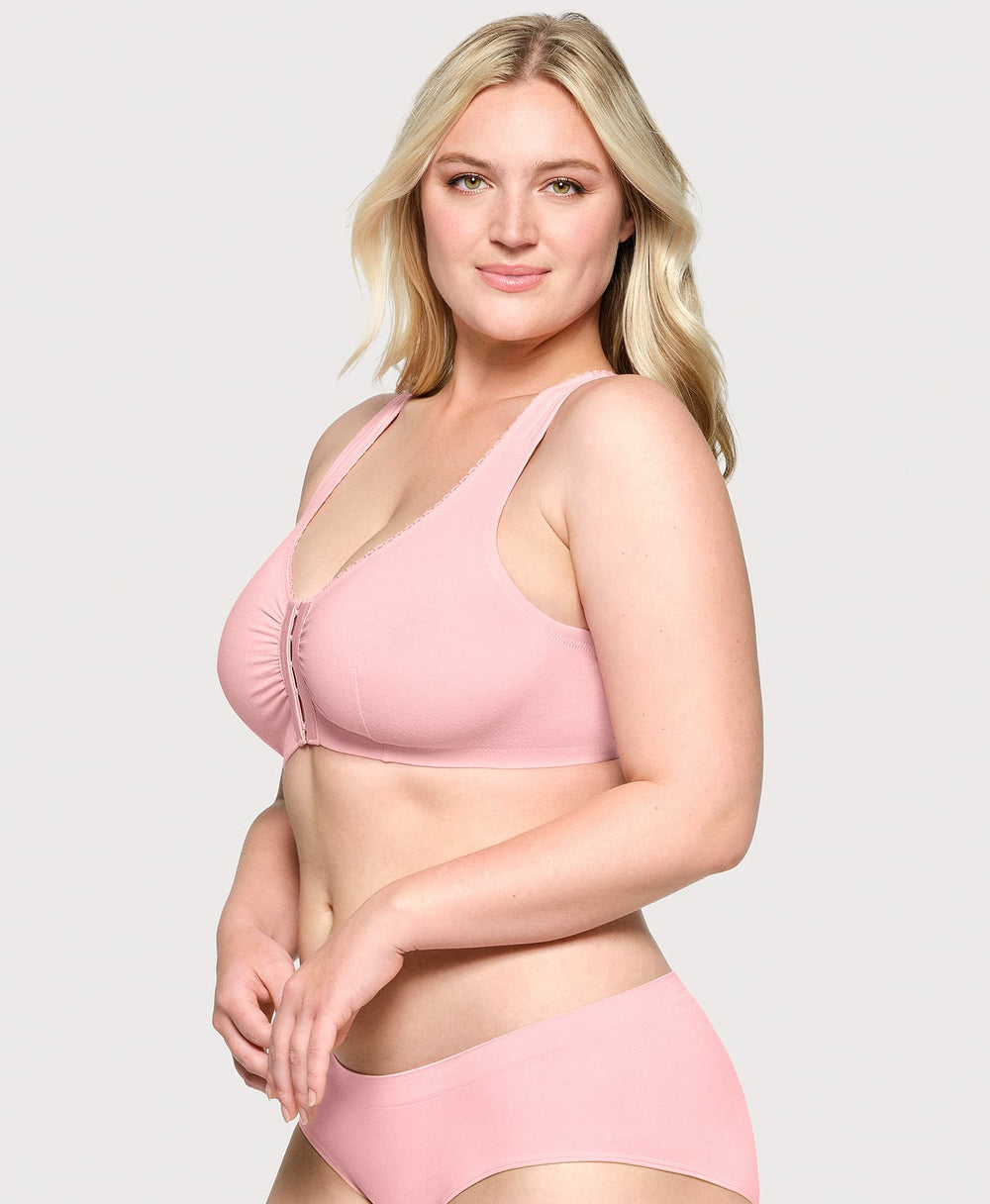 T Back Lace Panel Comfort Bra Pink Blush | Ashley Stewart