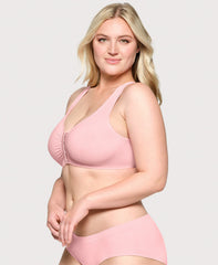T Back Lace Panel Comfort Bra Pink Blush | Ashley Stewart
