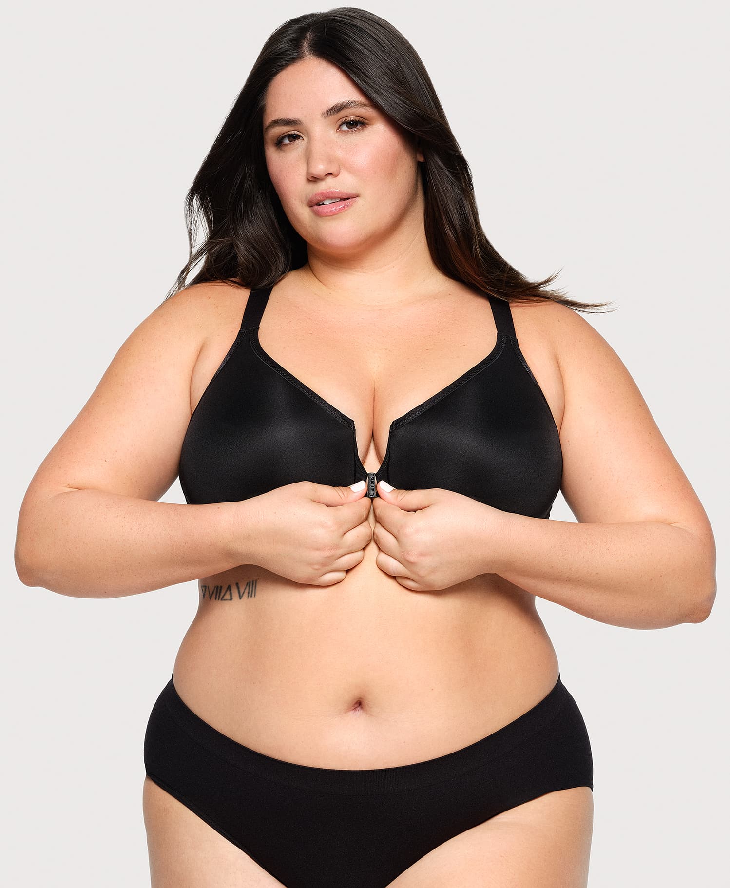 Front-Closure Posture Back WonderWire Bra Black | Ashley Stewart