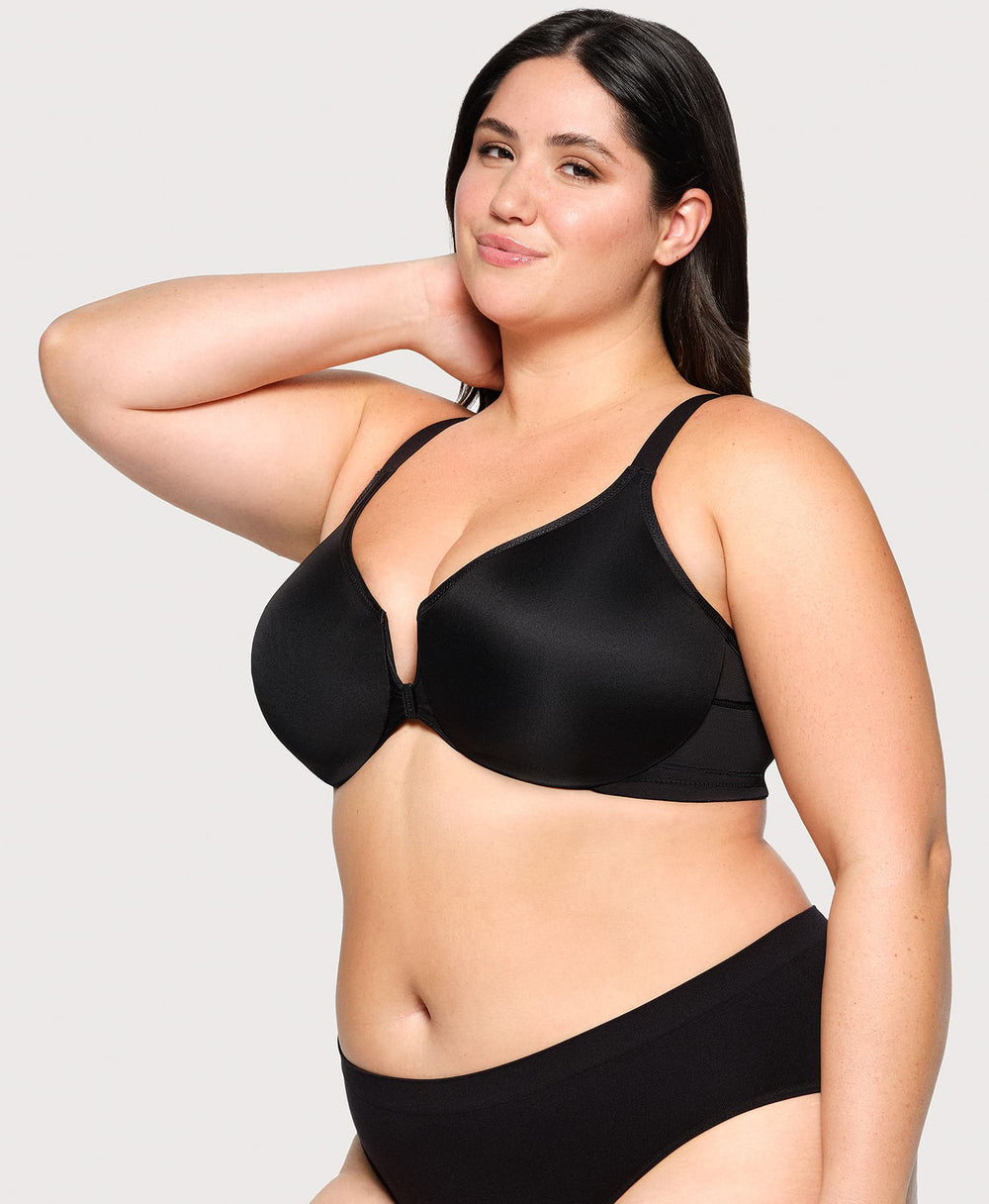 Front-Closure Posture Back WonderWire Bra Black | Ashley Stewart