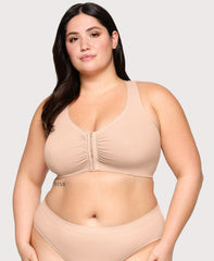 Lace Panel T Back Comfort Bra Cafe | Ashley Stewart
