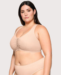 Lace Panel T Back Comfort Bra Cafe | Ashley Stewart