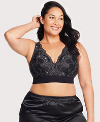 Bramour Lexington Plunge Lace Bralette Black | Ashley Stewart