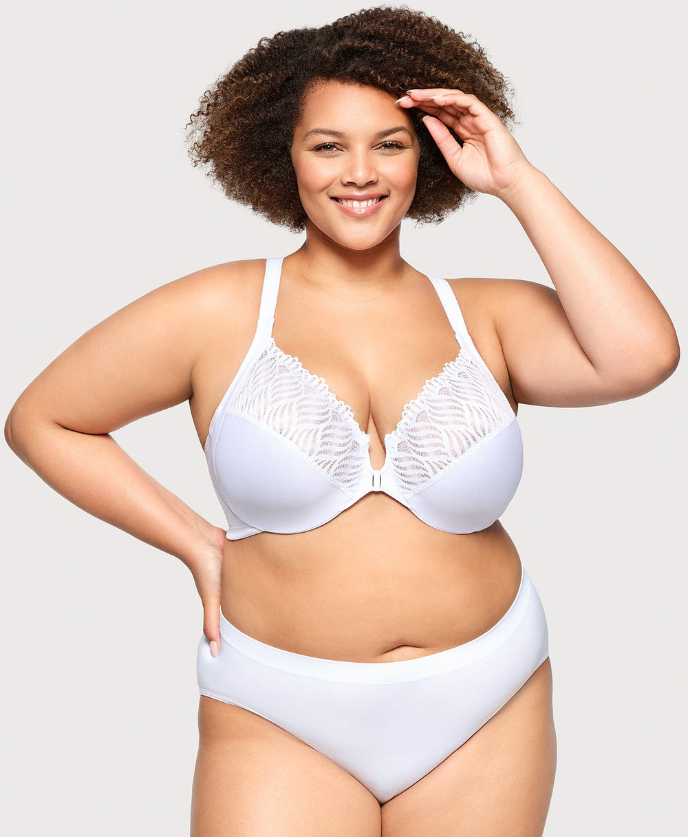 WonderWire® T Back Front Hook Bra White | Ashley Stewart
