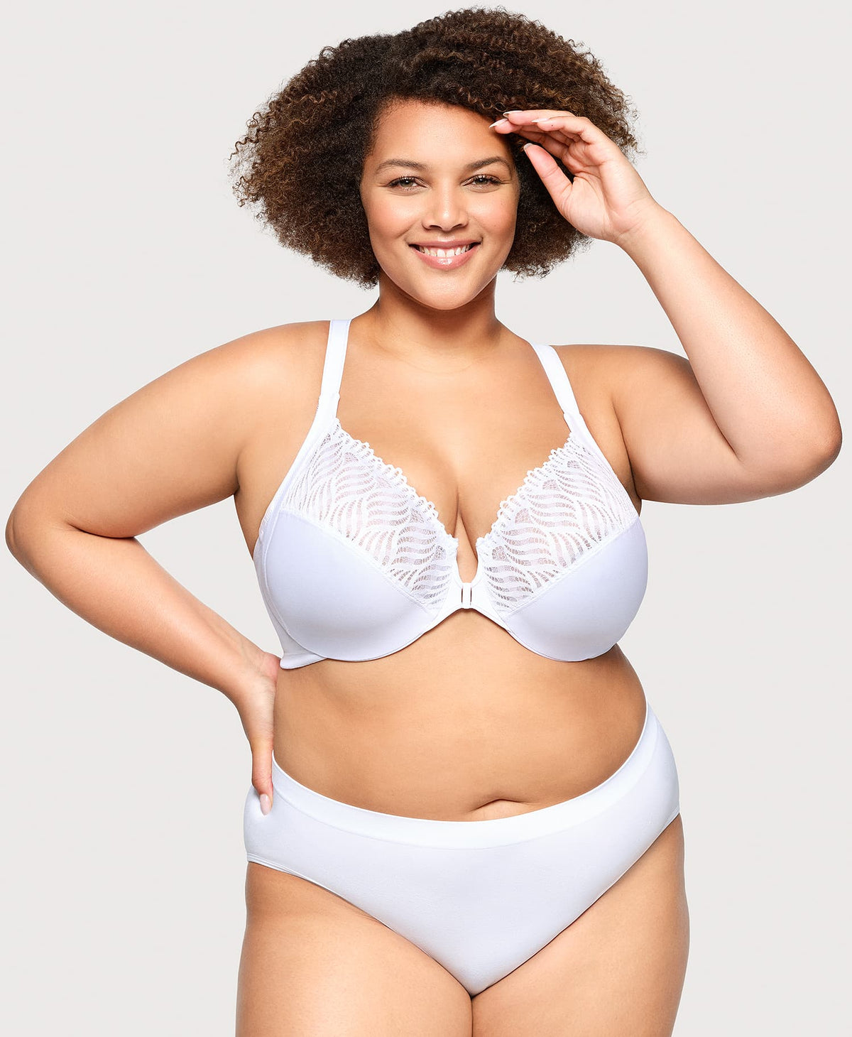 WonderWire® T Back Front Hook Bra White | Ashley Stewart