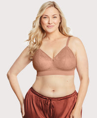 Bramour Gramercy Lace Triangle Bralette Cappuccino | Ashley Stewart