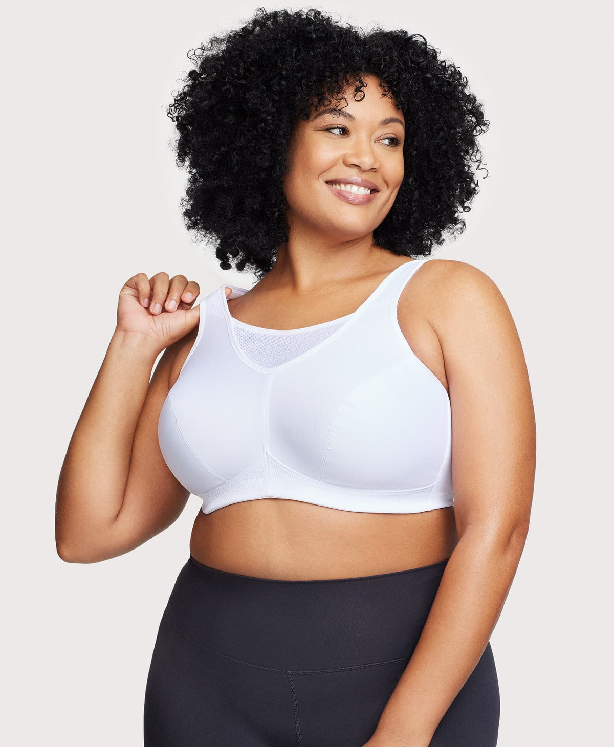 No-Bounce Camisole Sports Bra White | Ashley Stewart