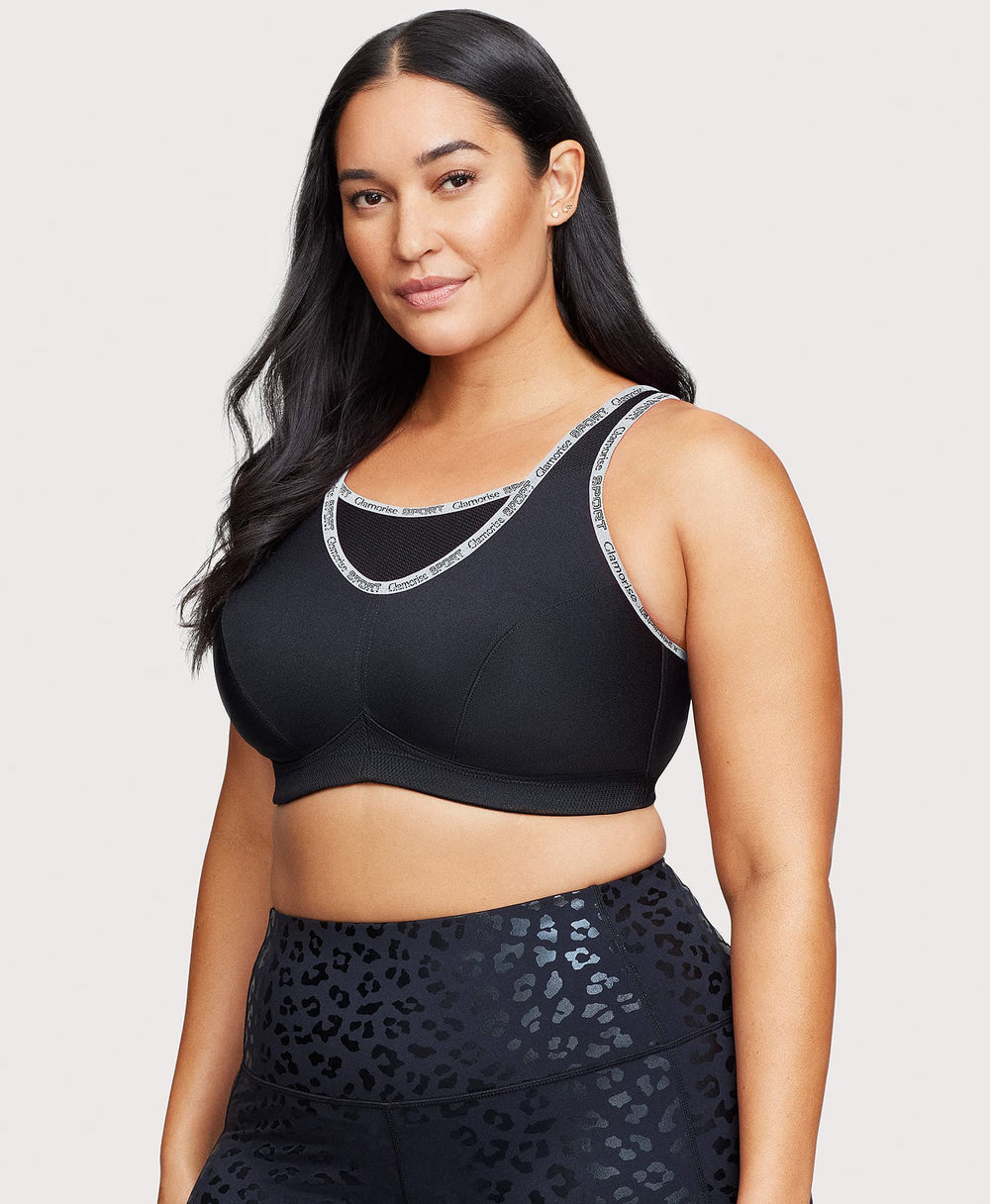 No-Bounce Camisole Sports Bra Black | Ashley Stewart