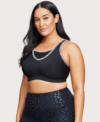 No-Bounce Camisole Sports Bra Black | Ashley Stewart