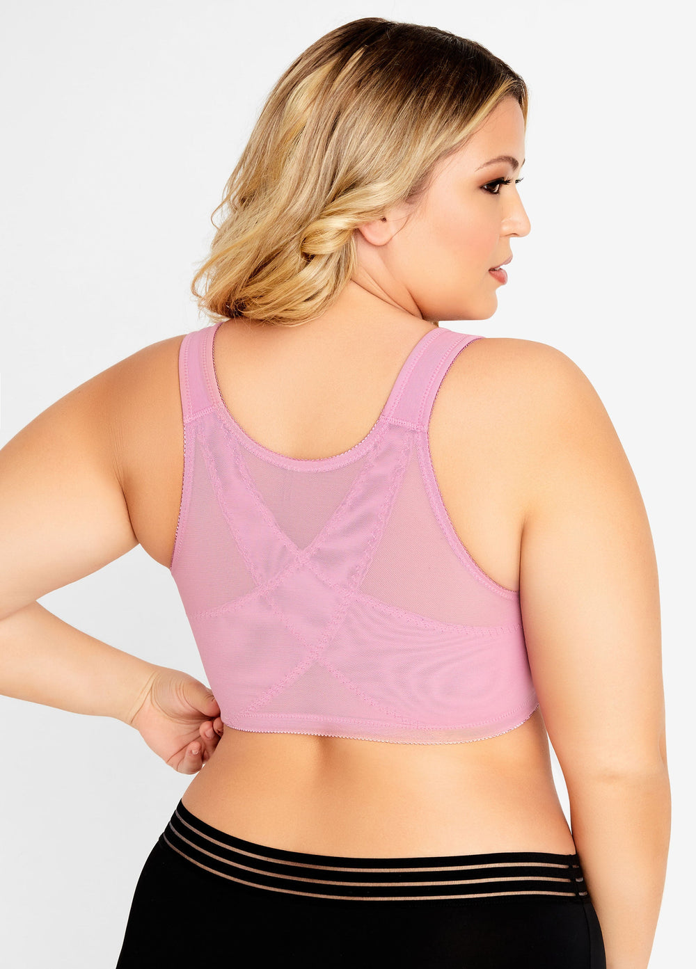 Plus Size Lingerie Lace Mesh No Wire Posture Support Sexy Sleek Bra Black | Ashley Stewart