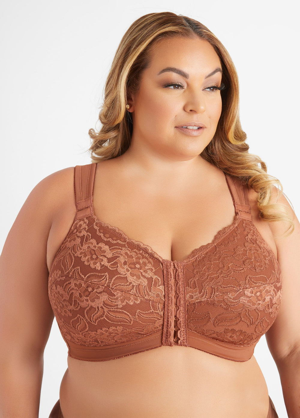 Plus Size Lingerie Lace Mesh No Wire Posture Support Sexy Sleek Bra Black | Ashley Stewart