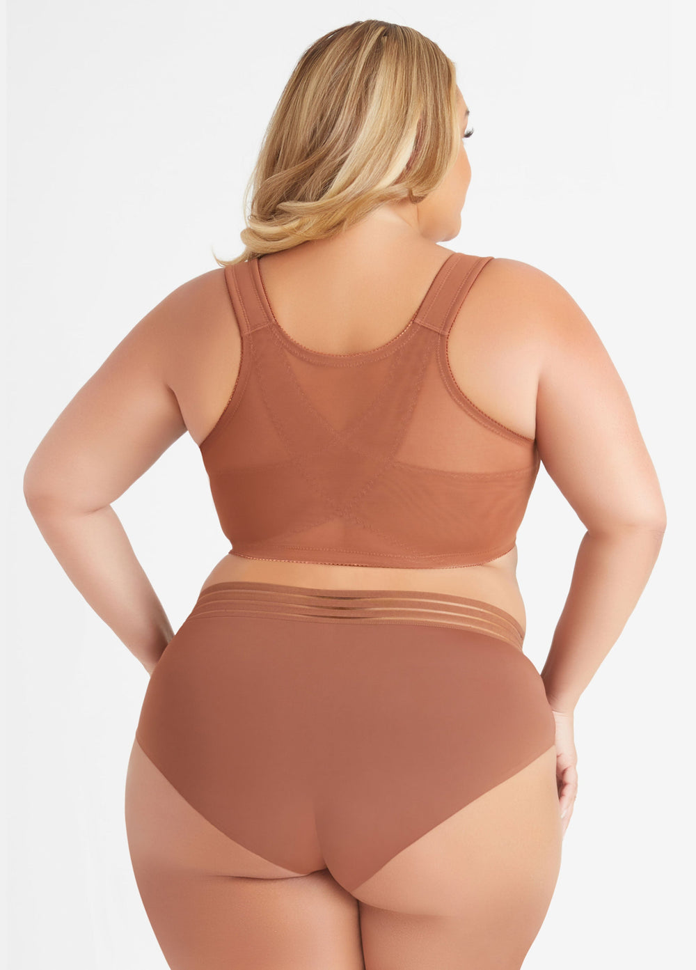 Plus Size Lingerie Lace Mesh No Wire Posture Support Sexy Sleek Bra Black | Ashley Stewart