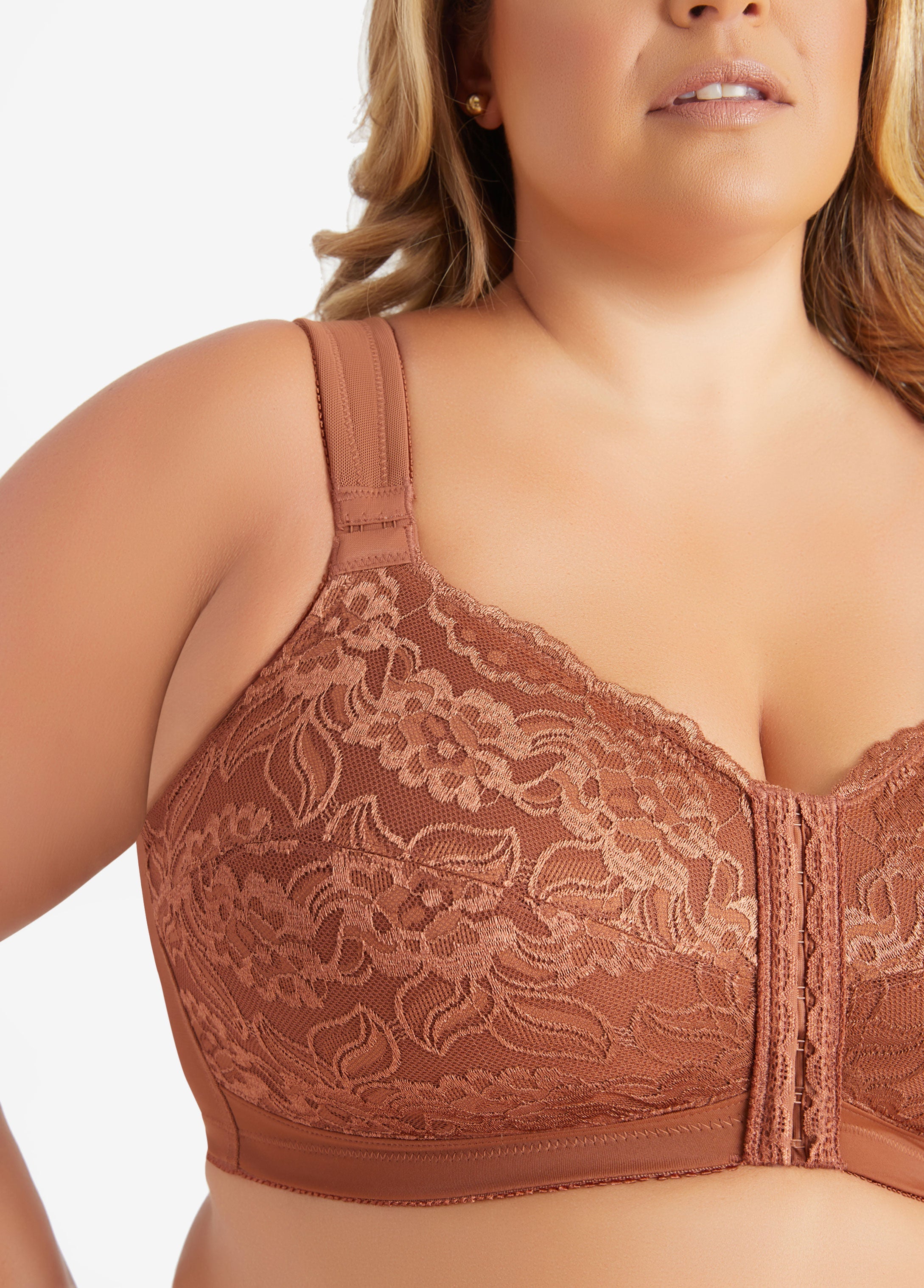 Plus Size Lingerie Lace Mesh No Wire Posture Support Sexy Sleek Bra Black | Ashley Stewart