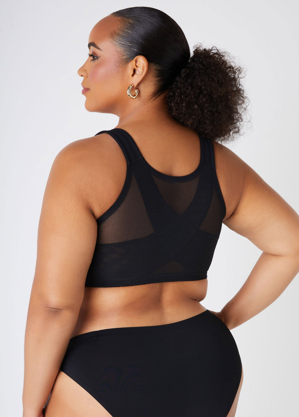 Plus Size Lingerie Lace Mesh No Wire Posture Support Sexy Sleek Bra Black | Ashley Stewart