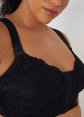 Plus Size Lingerie Lace Mesh No Wire Posture Support Sexy Sleek Bra Black | Ashley Stewart