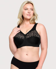 MagicLift Cotton Support Bra Black | Ashley Stewart