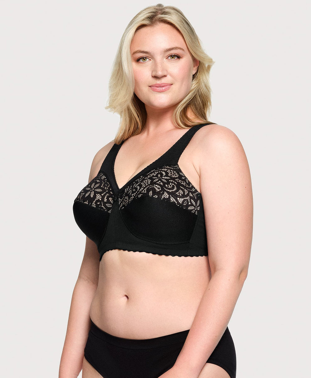 MagicLift Cotton Support Bra Black | Ashley Stewart