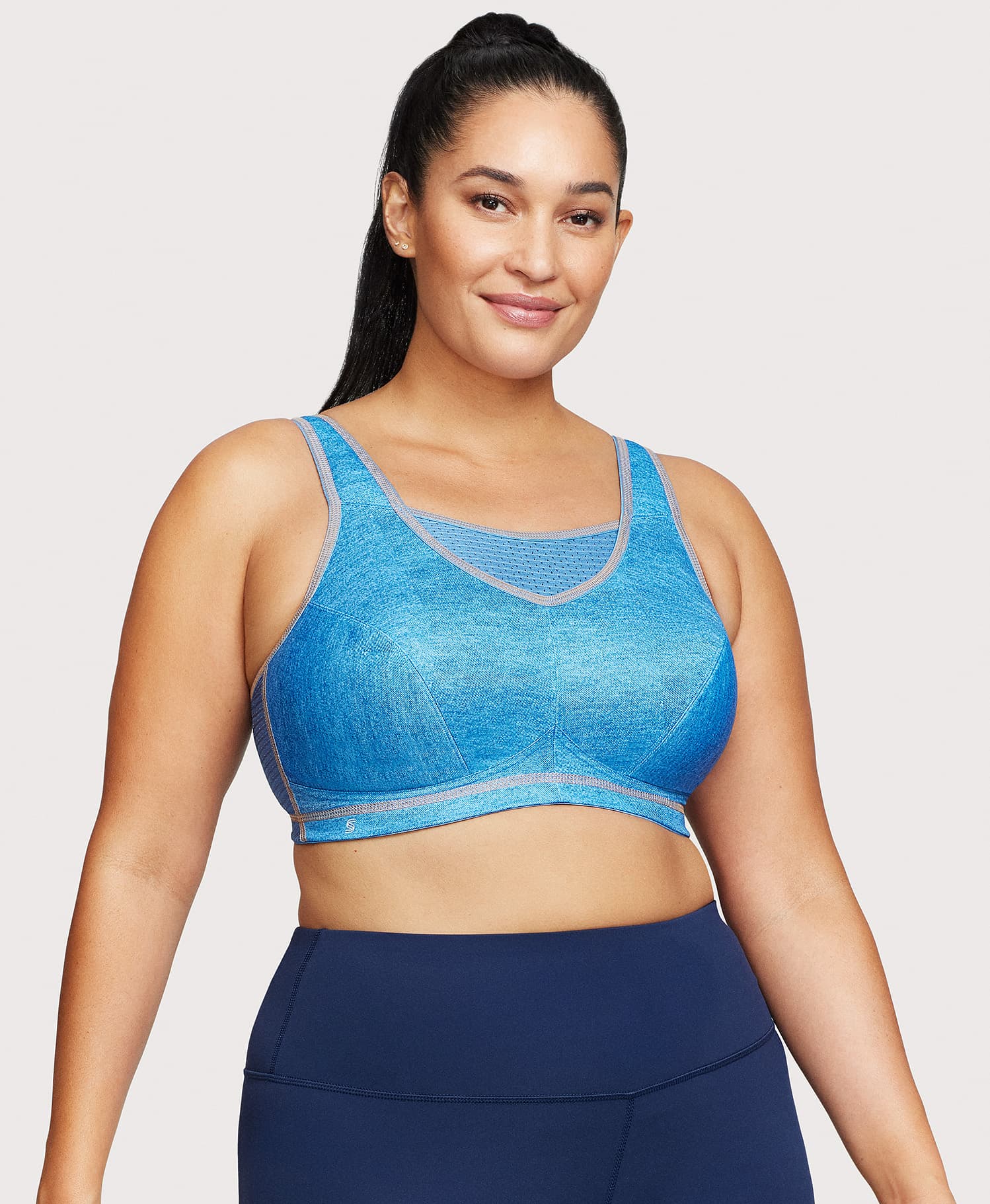 No-Bounce Camisole Elite Sports Bra Light Denim | Ashley Stewart