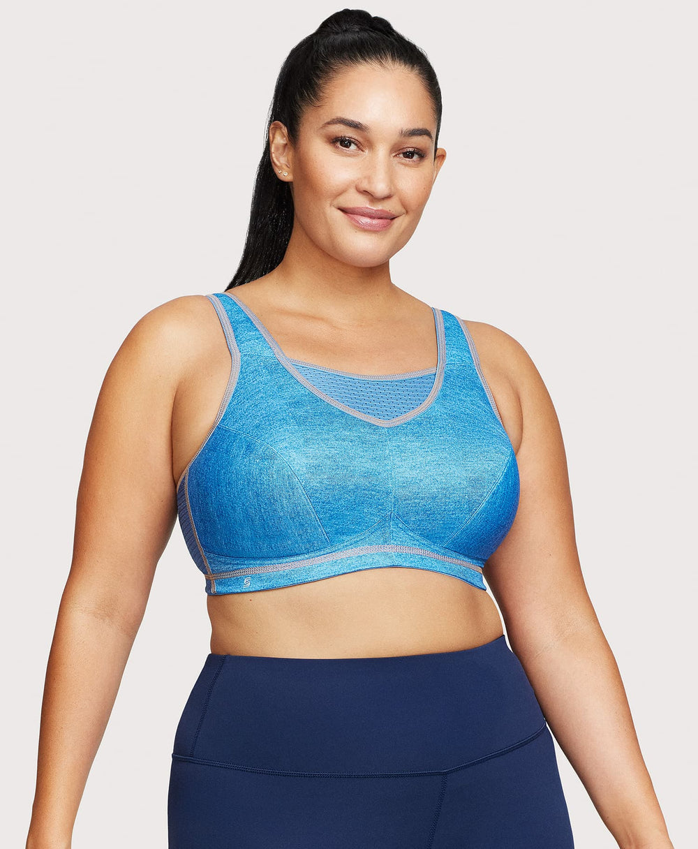 No-Bounce Camisole Elite Sports Bra Light Denim | Ashley Stewart