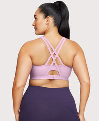 Front-Closure Zip Up Sports Bra Lavender | Ashley Stewart