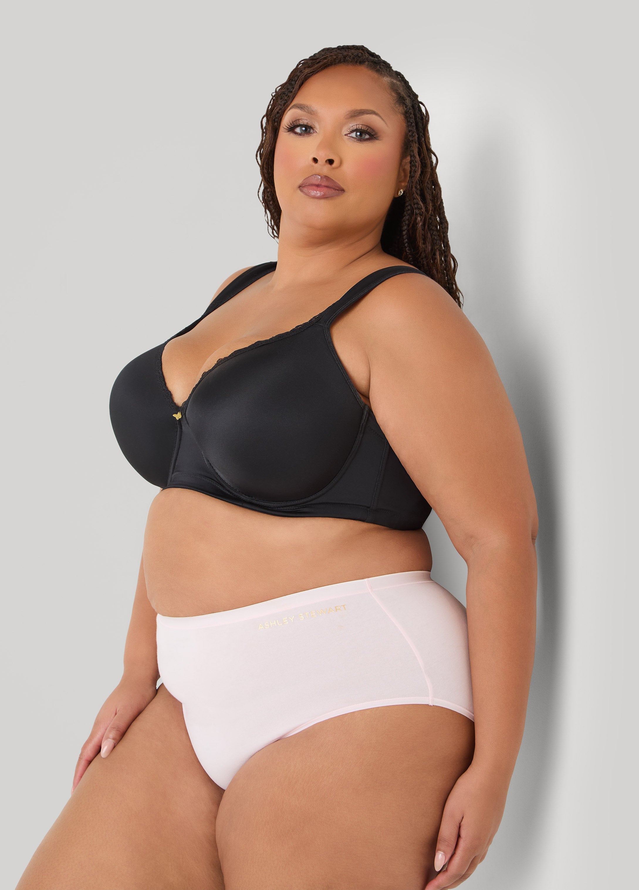 Full Coverage Stretch Cotton Briefs Egret | Ashley Stewart