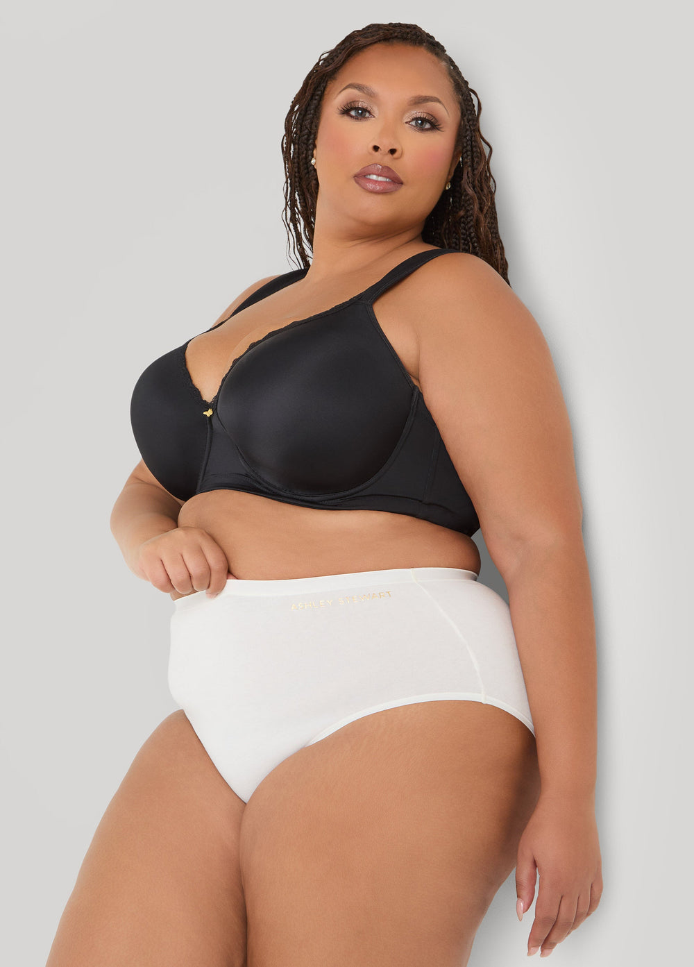 Full Coverage Stretch Cotton Briefs Egret | Ashley Stewart