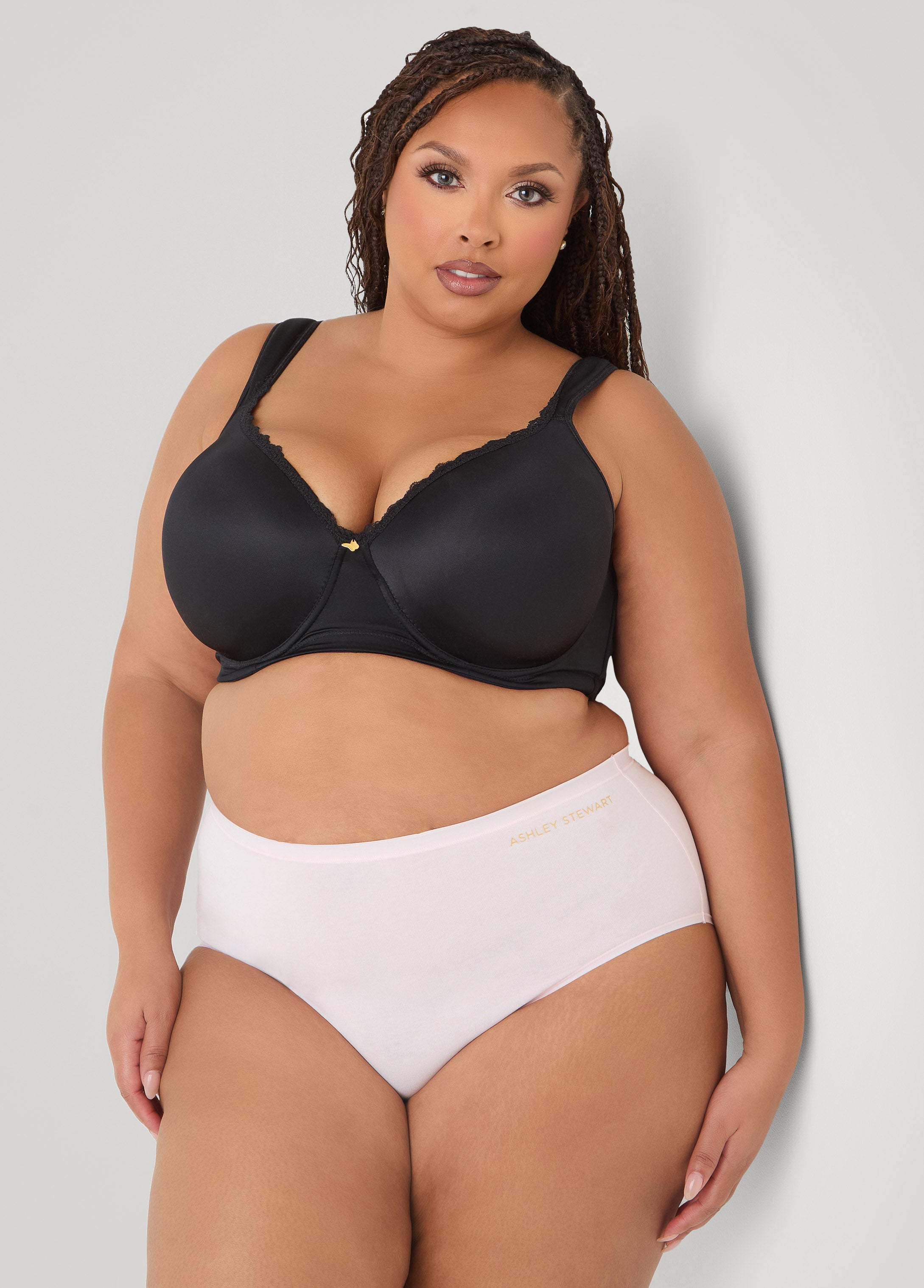 Full Coverage Stretch Cotton Briefs Egret | Ashley Stewart