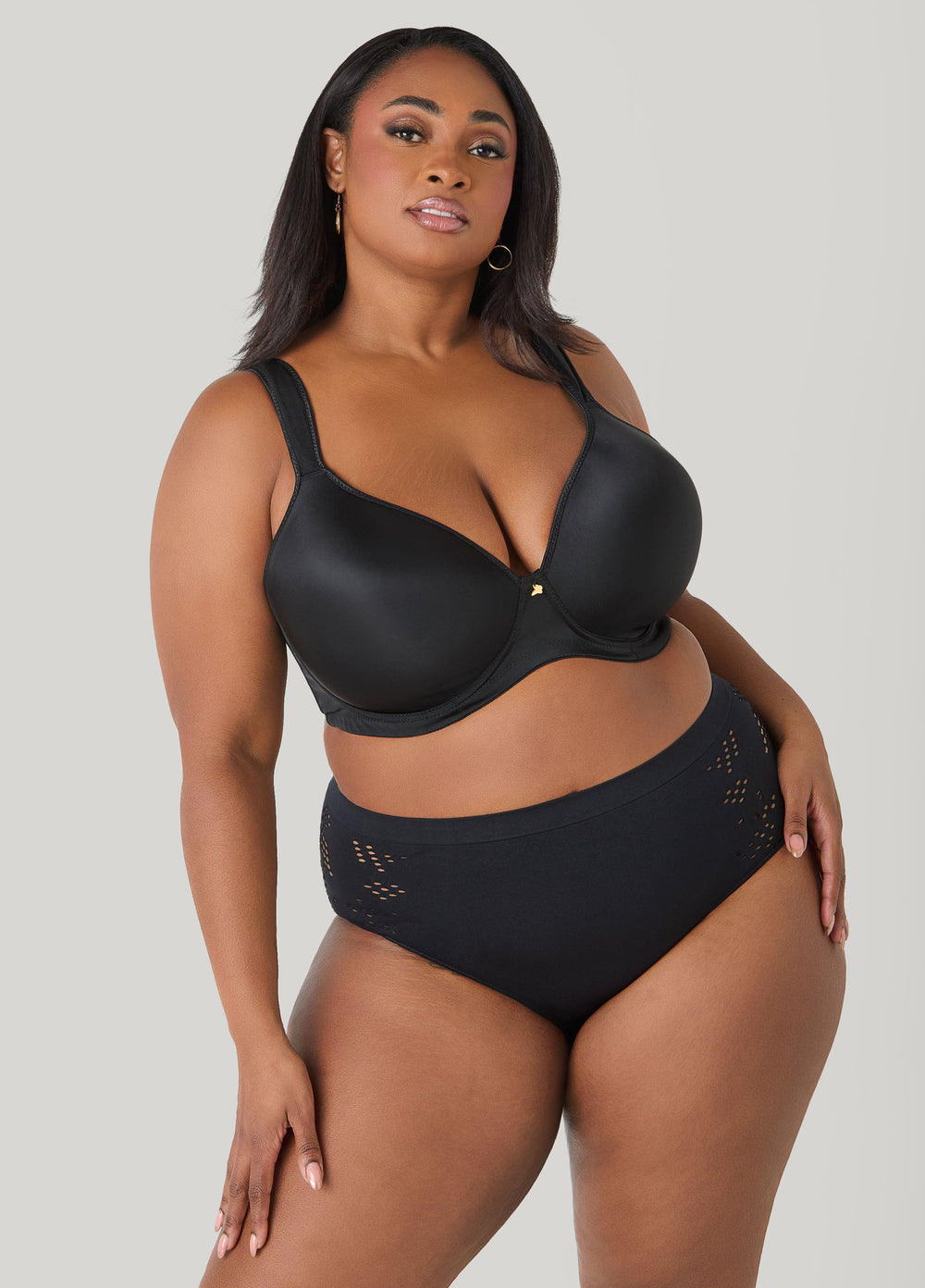Seamless Cutout High Waist Briefs Black | Ashley Stewart