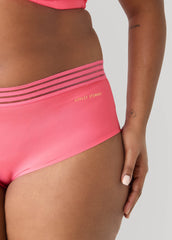 Sheer Striped Microfiber Briefs Calypso Coral | Ashley Stewart