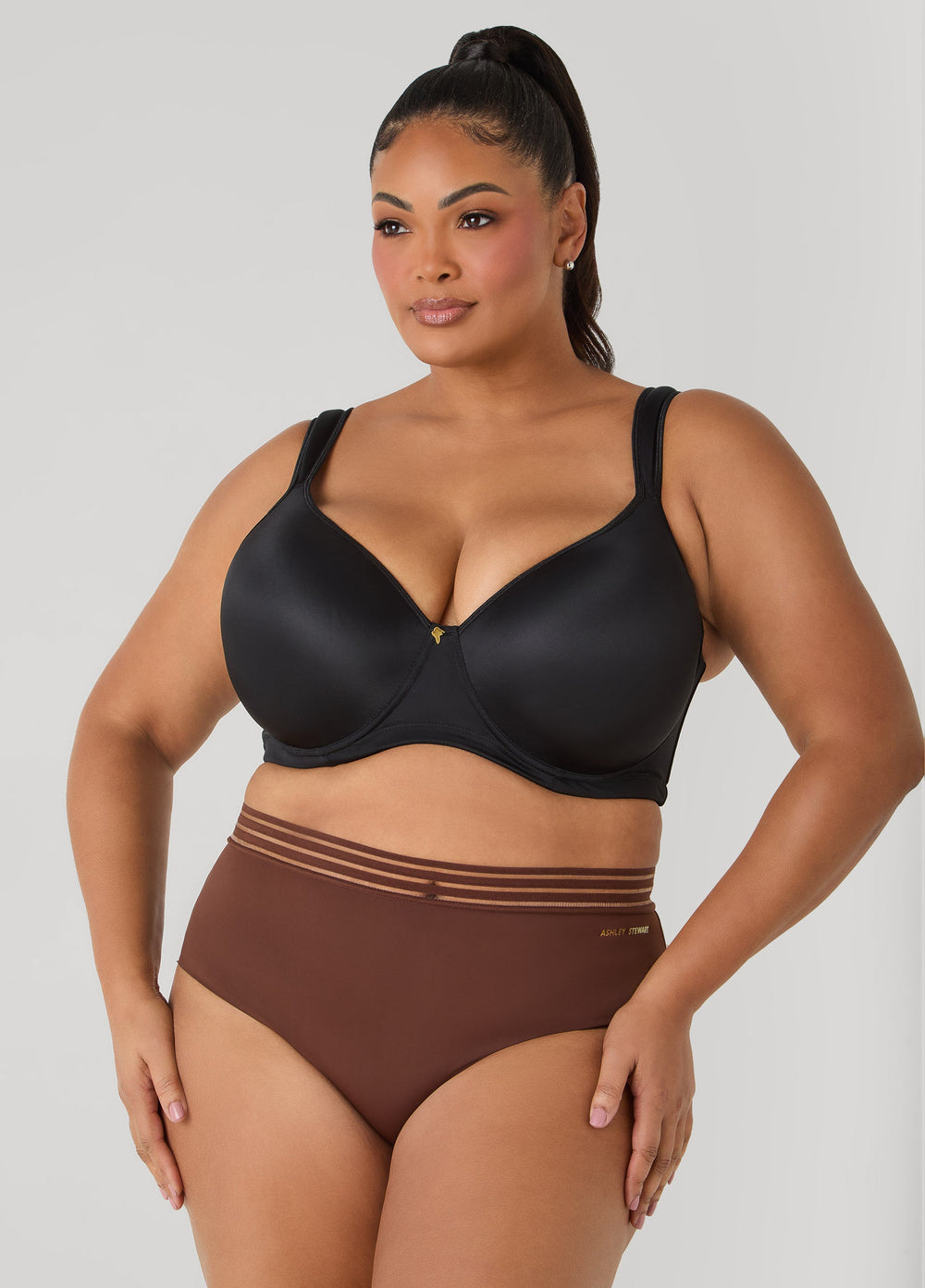 Sheer Striped Microfiber Briefs Calypso Coral | Ashley Stewart