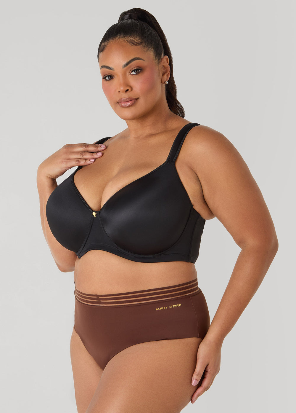 Sheer Striped Microfiber Briefs Calypso Coral | Ashley Stewart