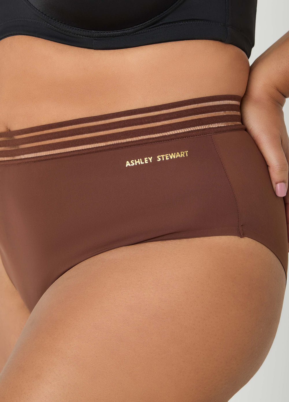 Sheer Striped Microfiber Briefs Calypso Coral | Ashley Stewart